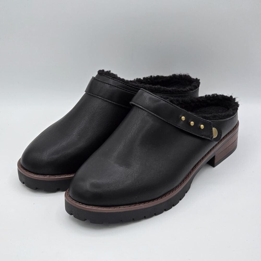 Kensie “Wrylie” Women’s Shoe Convertible Slingback Faux Leather Clog (Black)